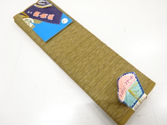 アンティーク　縞に絣柄織り出し　丹前地反物